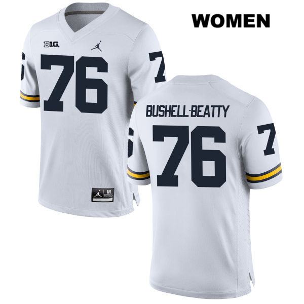 Women's NCAA Michigan Wolverines Juwann Bushell-Beatty #76 White Jordan Brand Authentic Stitched Football College Jersey TA25O40RJ